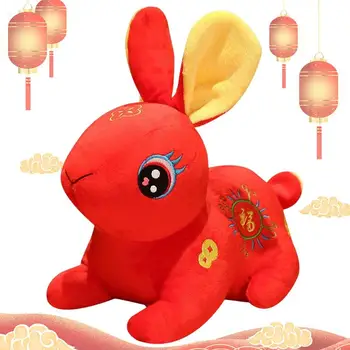 Lalka-maskotka Królik 2023 r | Szczęśliwy Chiński Nowy Rok Zodiaku Fortune Królik | Miękka Lalka-maskotka Królik 2023 Roku do chińskiej wiosny